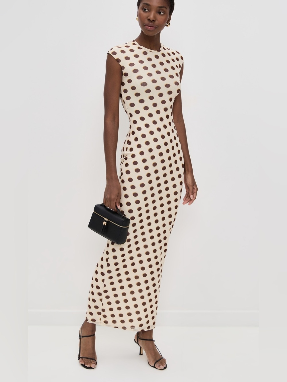 AFRM Gold Halo Dot Polka Dot Midi Dress